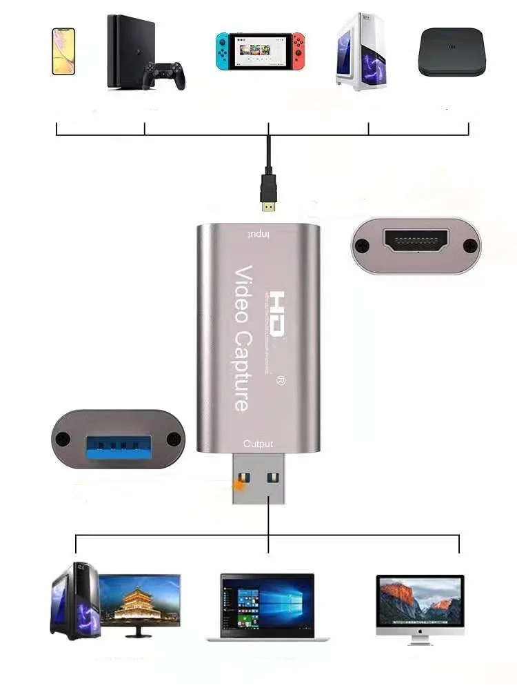 HDMI互換ビデオキャプチャカード,ストリーミングボード,USB 2.0, 1080pカード,グラバー,PS4ゲーム用レコーダーボックス,DVD,カメラ,4K