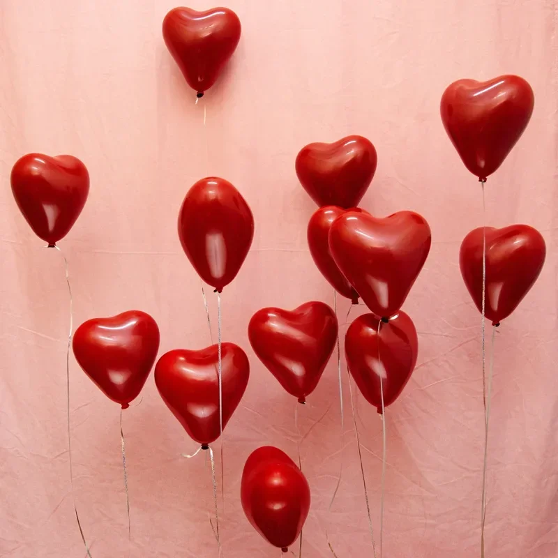 50/10 Uds. Globos de corazón rojo globo inflable de látex para el Día de San Valentín boda fiesta aniversario suministros de decoración al por mayor