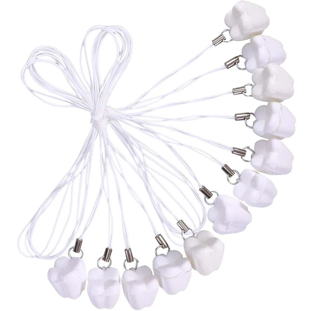 

12Pcs Kids Milk Teeth Saver Necklace Teeth Shaped Box Durable Plastic Tooth Keeper Gift Baby Shower Birthday Christmas Occasion