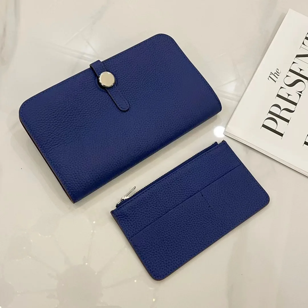 Luxury Genuine Leather Women Wallets Long Cowhide Purse High Capacity Gold/Silver Hasp Clutch Bag Brand Design Ladies Billfold