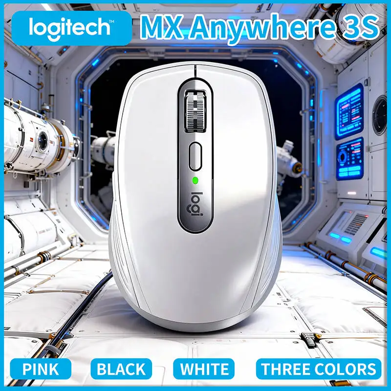 Compact Logitech MX Anywhere 3S Mouse - 8K DPI Darkfield, Hyper-Scroll, Silent Click, Office Use for Daily Work