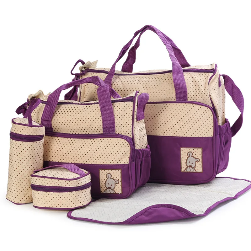 Mummy Bag Multifunctional Mother Bag Huayao Cloth Five-piece Set Mummy Bag 5-piece Set Portable Backpack