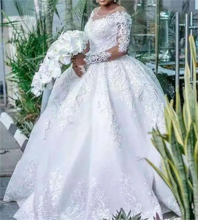 Personalizado novo luxo de alta qualidade frisado vestido de noiva feito sob encomenda vestido de baile princesa vestido de casamento africano