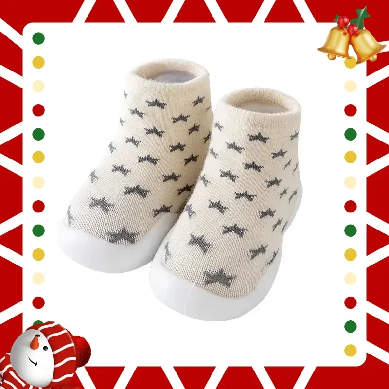 Нескользящая дышащая обувь для малышей в классическом стиле, новая детская обувь от пола до потолка на мягкой подошве для дома и улицы, двухслойные носки