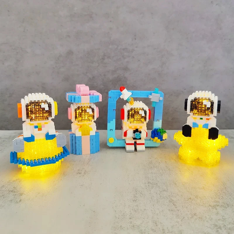Micro Particle Building Blocks | Creative Space Aerospace Glowing Astronaut Figure With Light | DIY Bricks Set Educational Toys