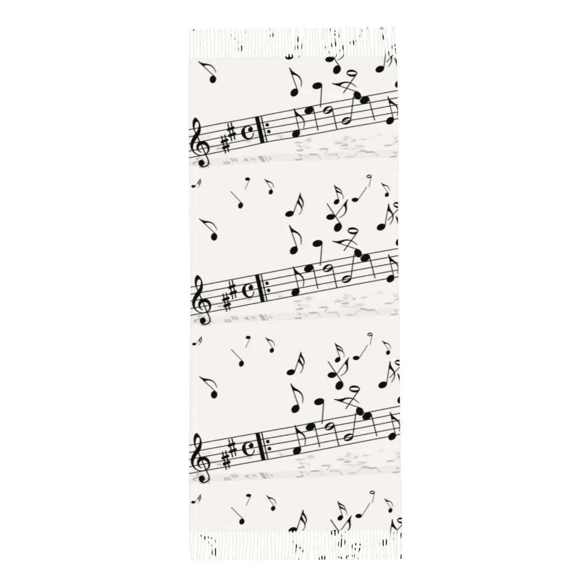 Various Music Notes On White Background Women\'s Tassel Shawl Scarf Fashion Scarf