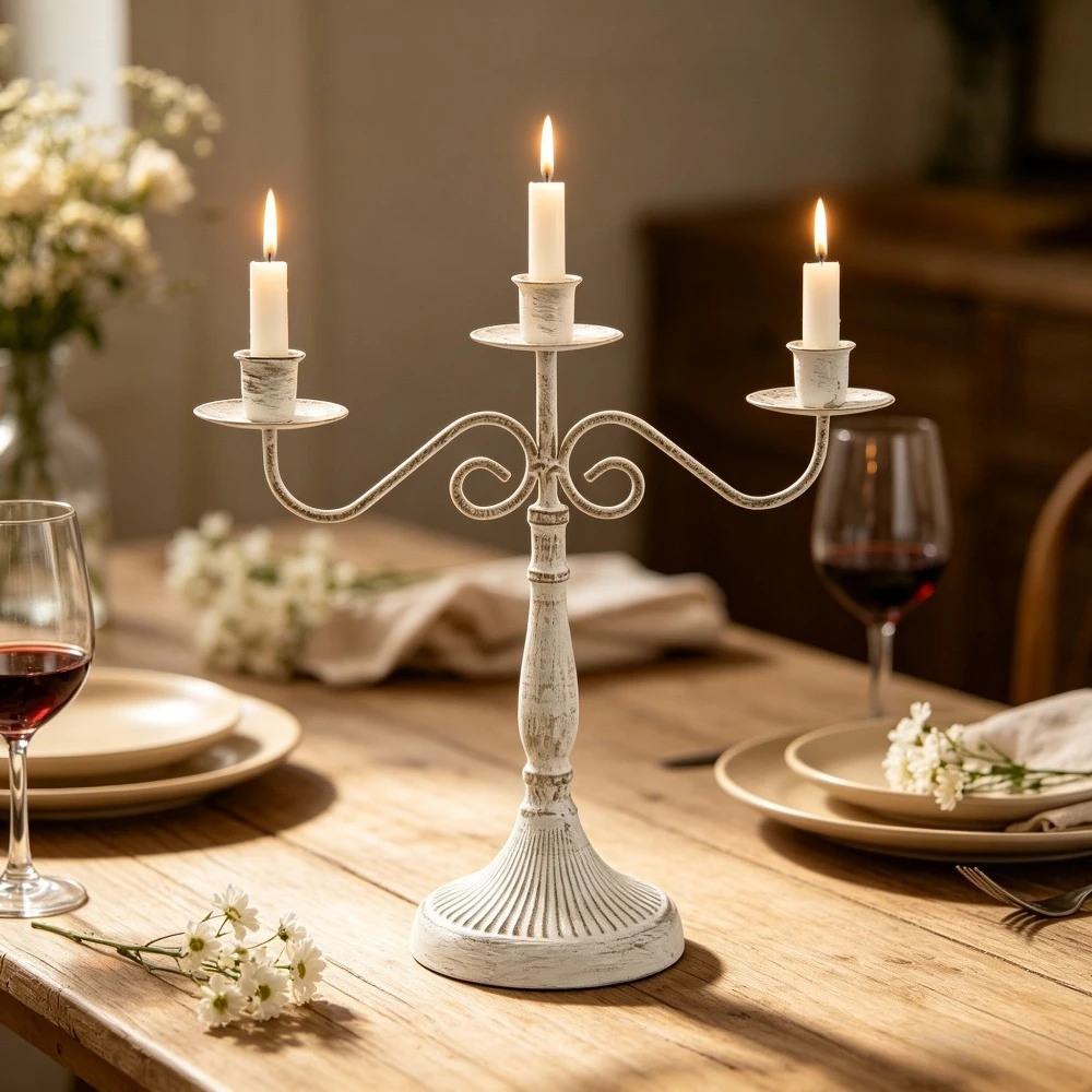 Vintage Metal Candle Holder Taper Candlestick Design for Wedding Dining Table Holiday Event Home Decoration