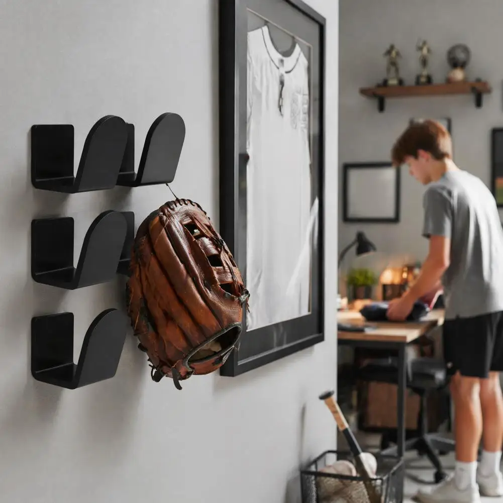 Sports Equipment Storage Organizer Baseball Glove Display Rack Wall Mount Matte Black Acrylic U-shaped Holder Sports Equipment
