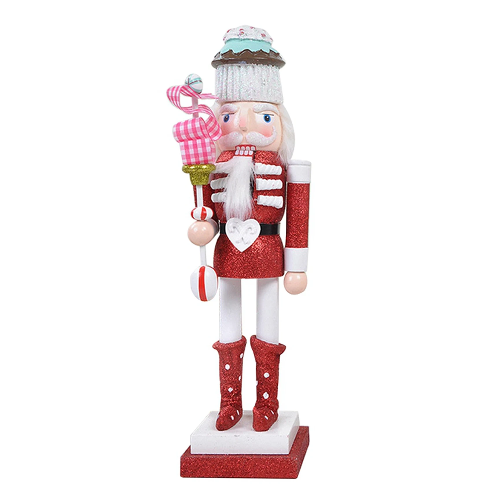 New 38cm Pure Hand-Painted Cake Nutcracker Puppet Toy Desktop Crafts Kids Gifts Christmas Home Decorations A