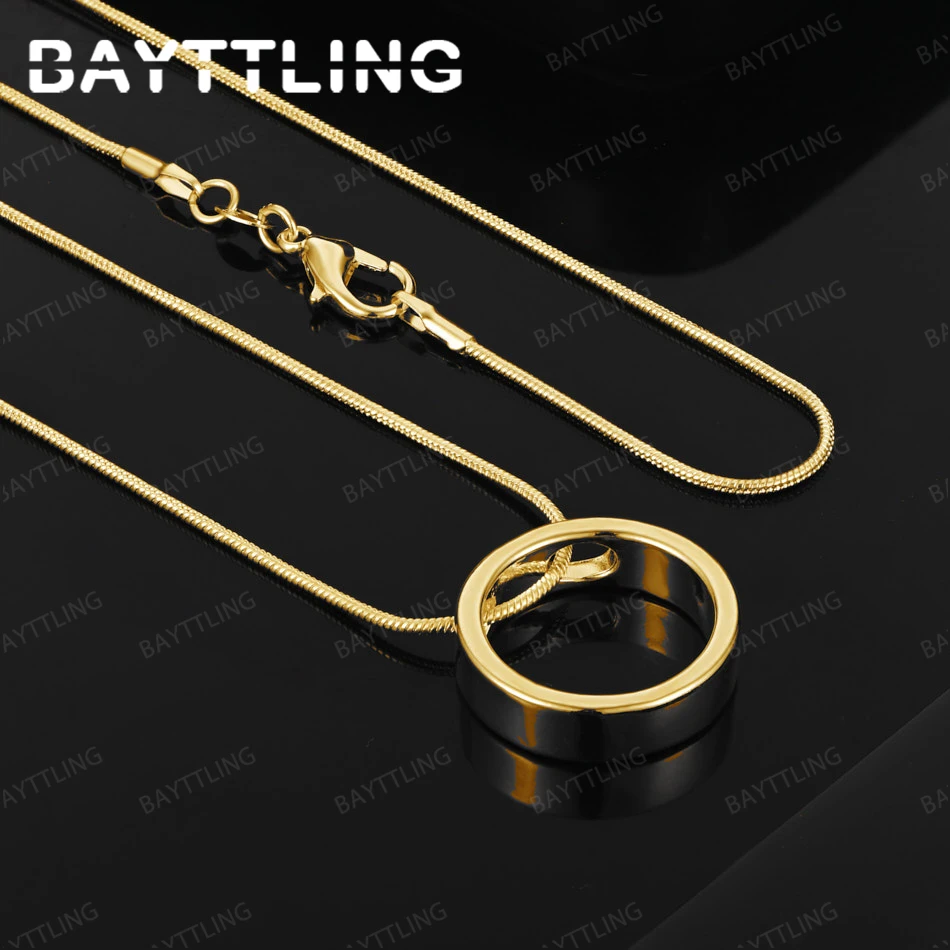 

925 Silver 18k Gold 16-30 Inch Exquisite Round Pendant Necklace Fashionable Women'S Wedding Gift Jewelry Accessories