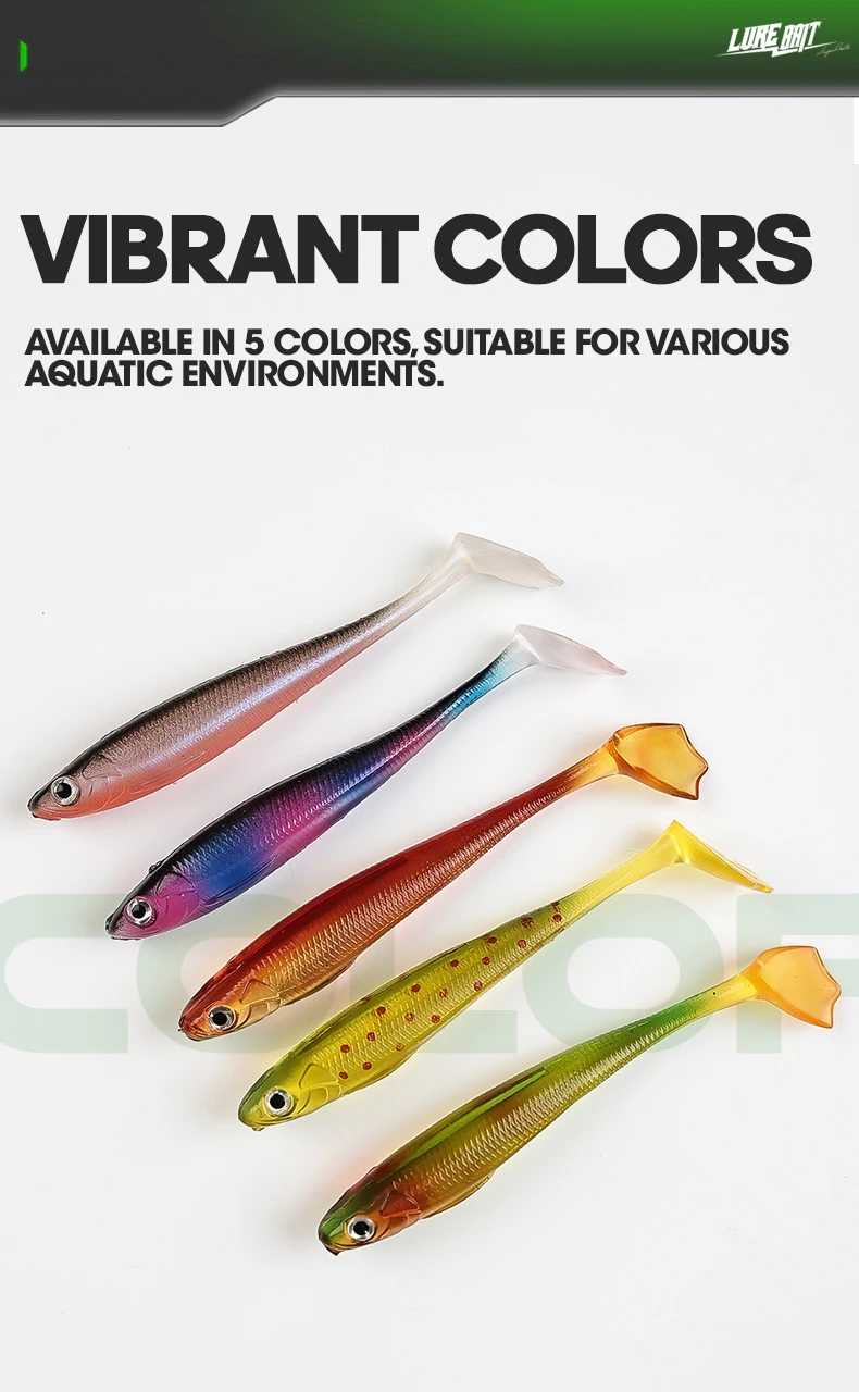 TAIYU 7-teiliges Set 9cm 6g Köder Weichköder T-Schwanz Weichköder Entenfuß-Fisch PVC Weichköder Simulationsköder Fischköder – Detail 7