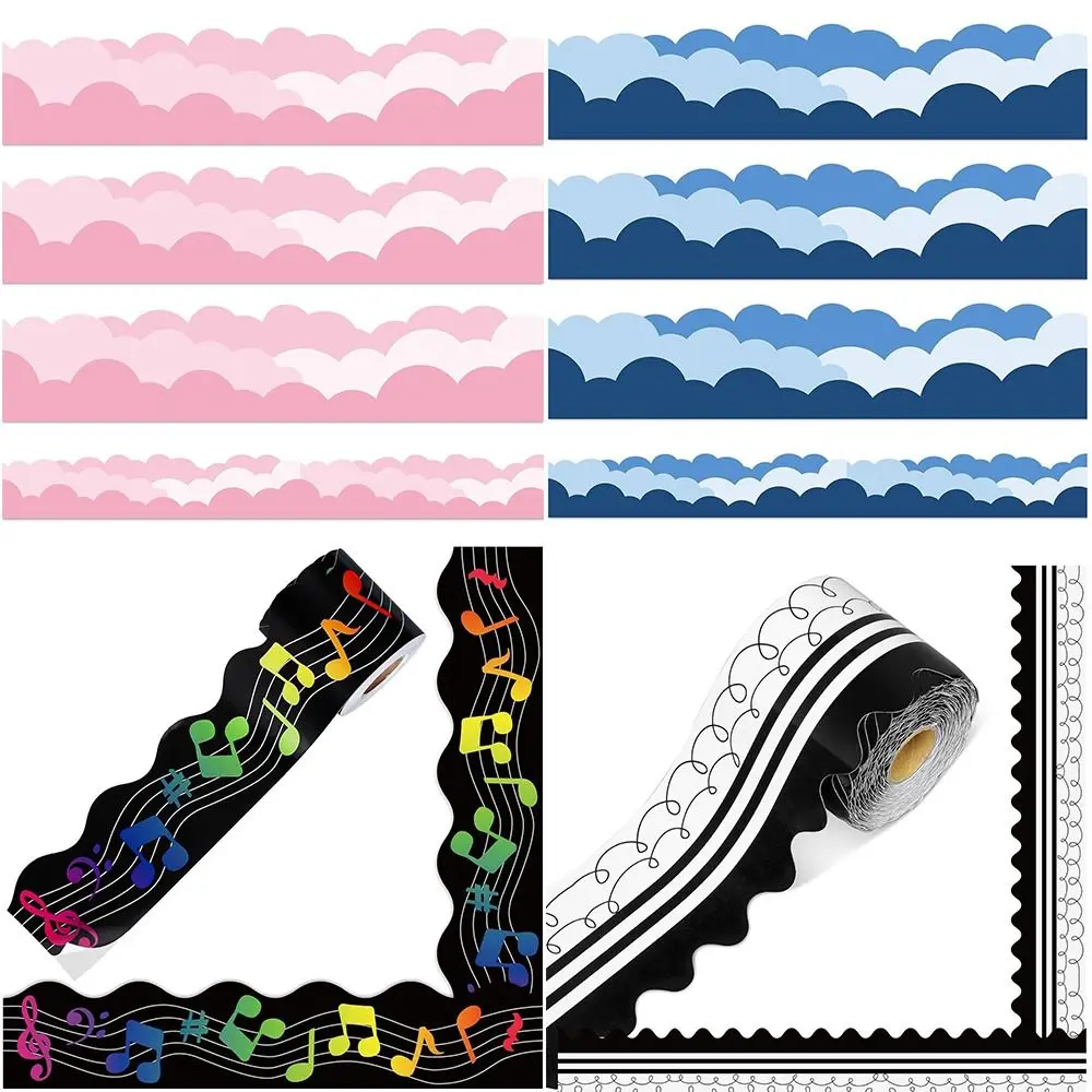 Wavy Trim Bulletin Board Trim Back-to-School Decor Self-Adhesive Blackboard Decorative Stickers 5M/Roll DIY