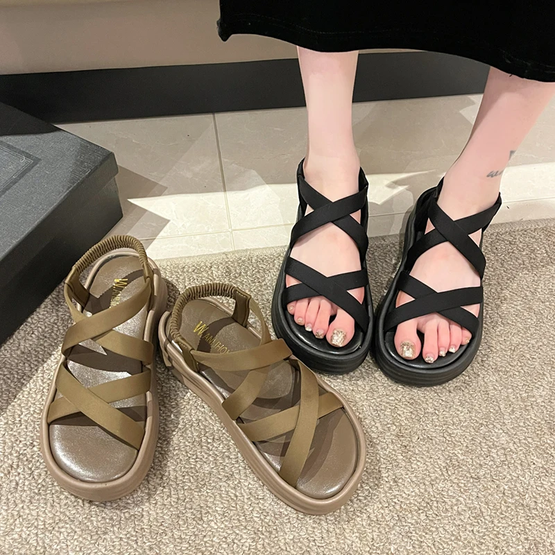 

Сандалии женские универсальные на каблуке, модная удобная Пляжная обувь для улицы, спортивные кроссовки, повседневные, бежевые, черные, лето 2024