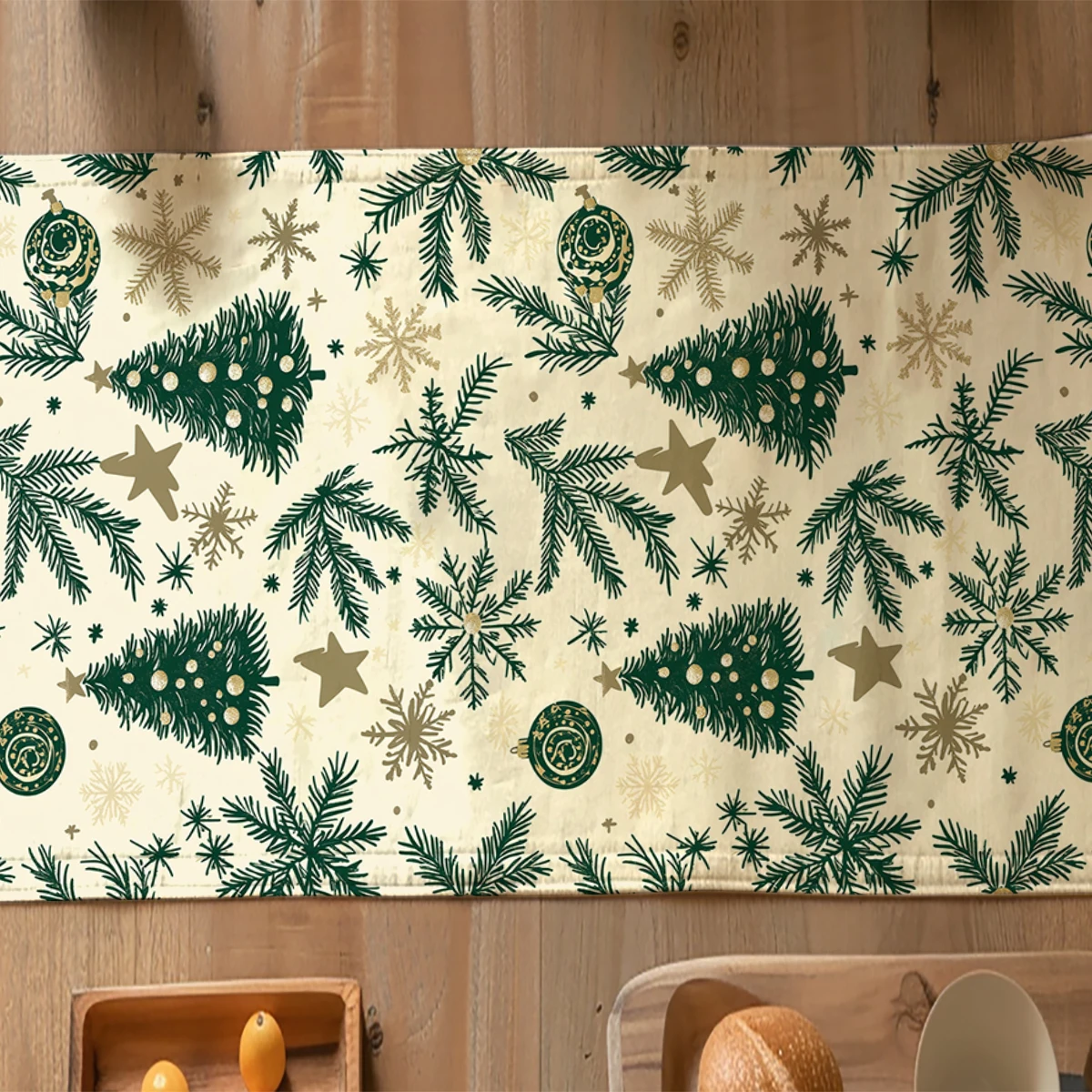 Christmas Tree Table Runner Kitchen Dining Table Decoration for Indoor Outdoor Home Table Runners Washable Dining Long Cloth