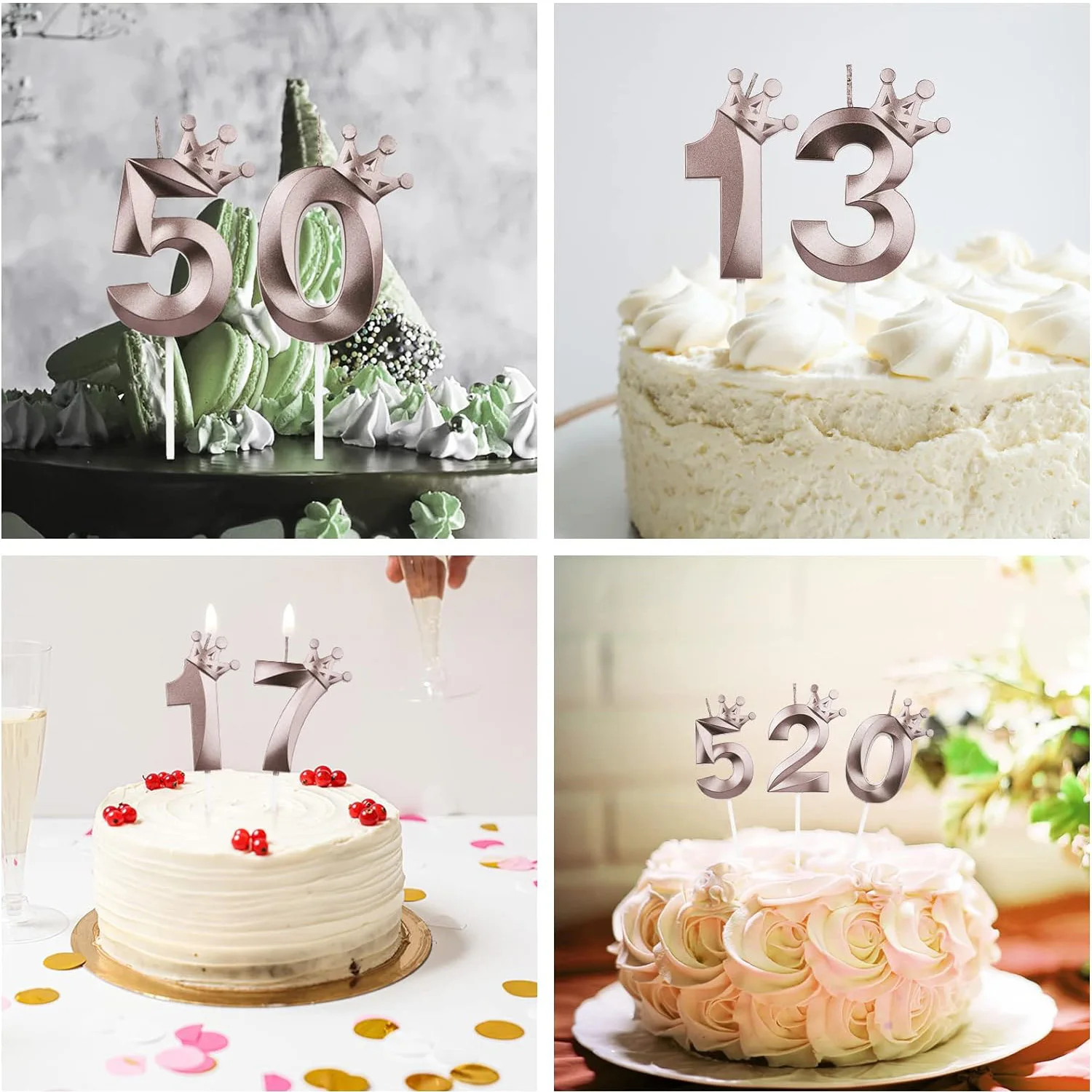 3D Number0 Candle for Birthday Cakes Numeral Birthday Candles with Elegant Crown Decor for Parties Wedding Anniversary Valentine