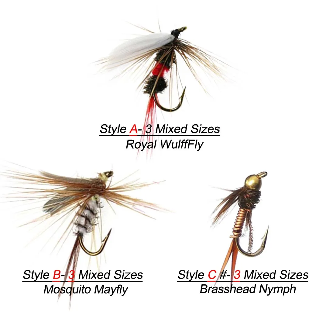 9/18Pcs/Box 3 Different Styles Dry Flies Nymph Box Set Fly Fishing Flies Trout Grayling Panfish Lure Carp Artificial Fish Bait