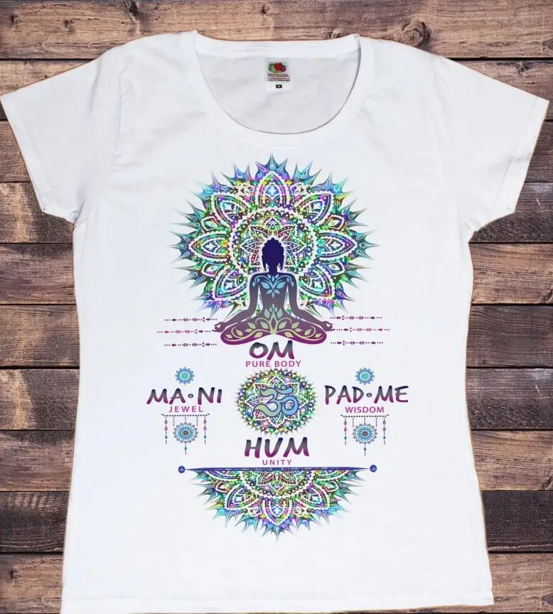 Summer Fashion Rainbow Meditation Print Tshirt Women Zen Hobo Boho Paix T Shirt Female Tee Shirt Femme T-Shirt Tops Dropshipping