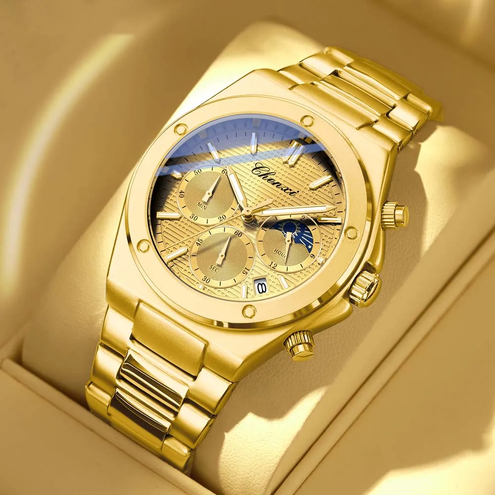 

CHENXI New Multifunctional Quartz Men's Watch Luminous Chronograph Waterproof Trendy Men's Wristwatch Male Clock reloj hombre