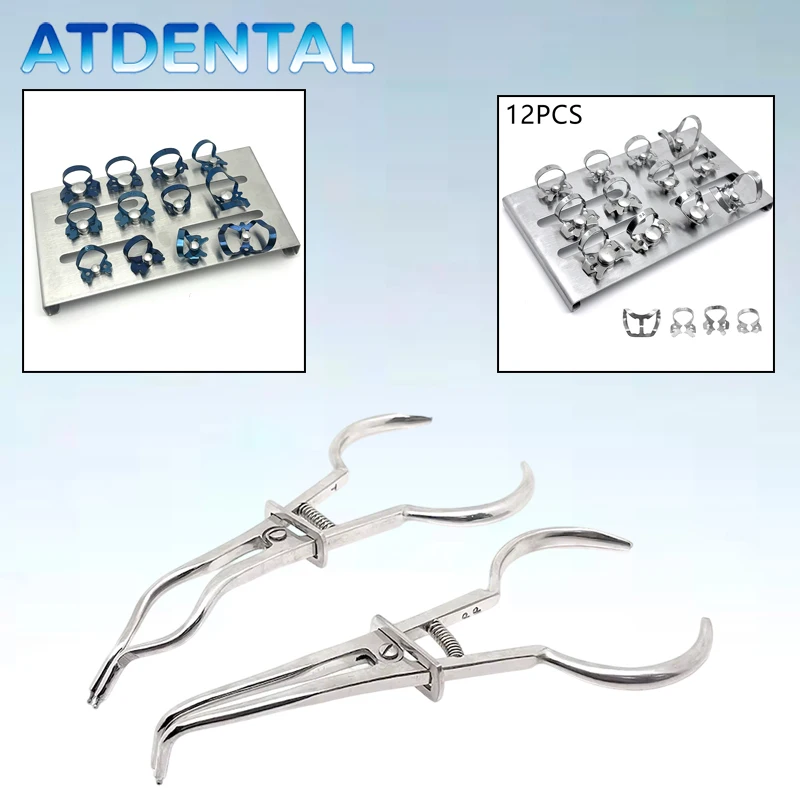 

Комплект стоматологических резиновых зажимов для коферб, эндодонтические, стоматологические зажимы из нержавеющей стали и держатель лотка для восстановленной стоматологии