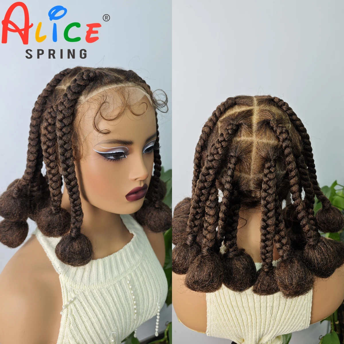 

12 Inches Chocolate Brown Synthetic Braided Wig Transparent Lace Front Kontless Box Braiding Wigs With Baby Hair for Black Women