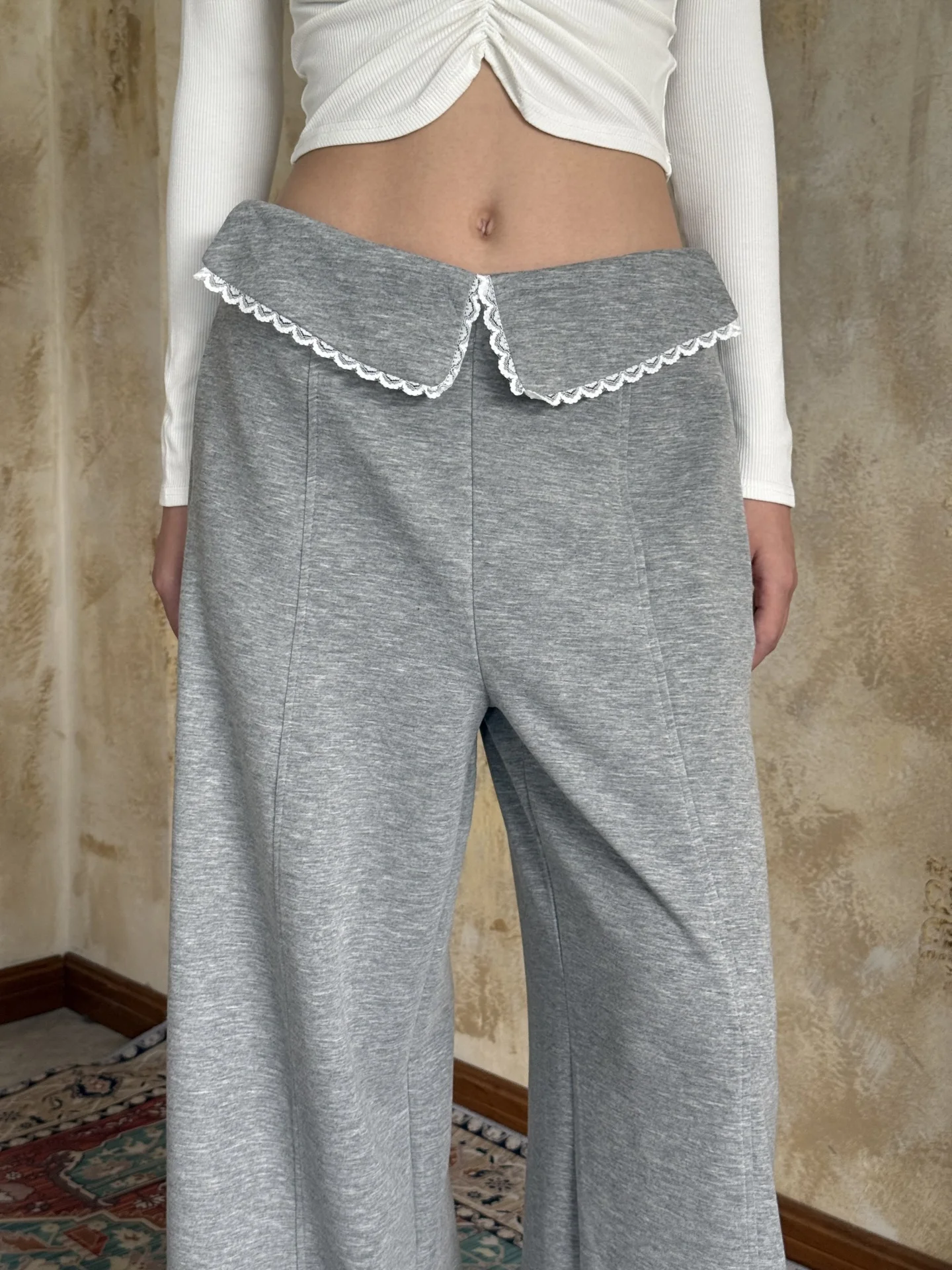 

Брюки женские кожаные весенние минимализм эластичный пояс широкие ноги универсальные дышащие для отдыха в студенческом стиле повседневные поездки OL