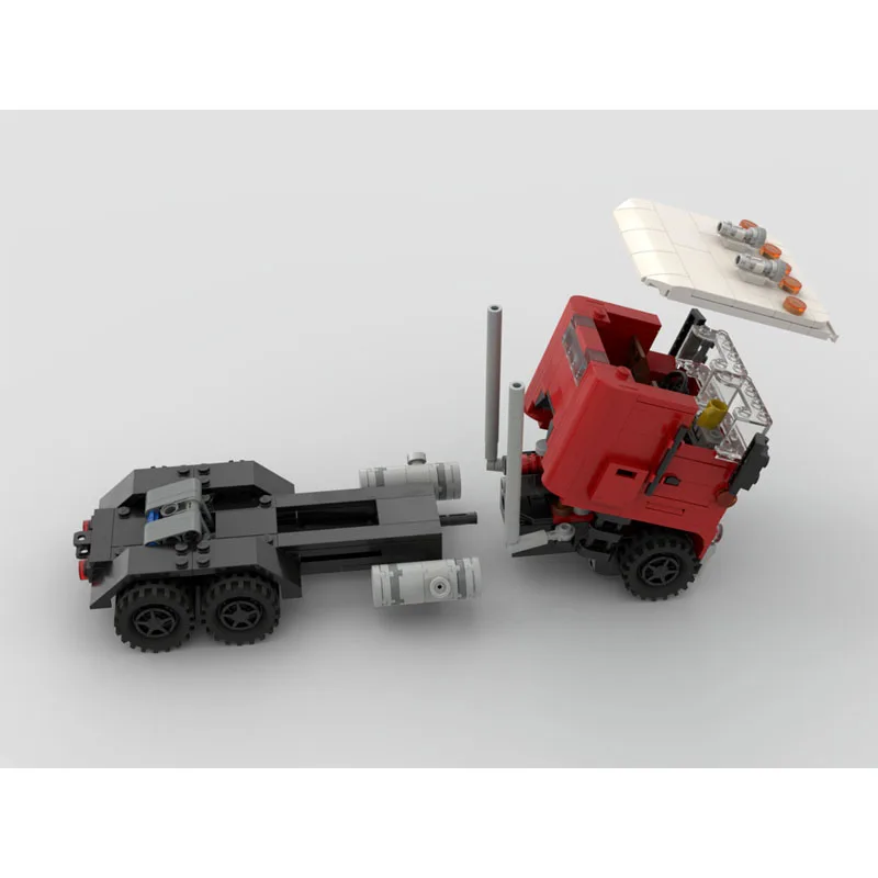 MOC-180134 Neues Flachnase-LKW-Bausteinmodell für Frachttransport, 514 Teile, Spielzeuggeschenk zum Geburtstag und Weihnachten für Jungen