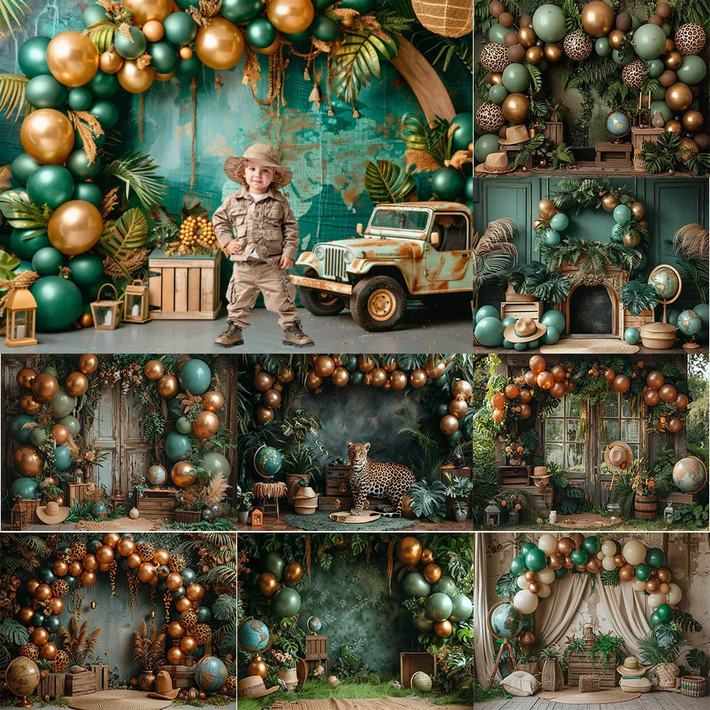 Safari Jungle Photography Background Forest Animals Woodland Kids Children Birthday Party Portrait Decor Backdrop Photo Studio
