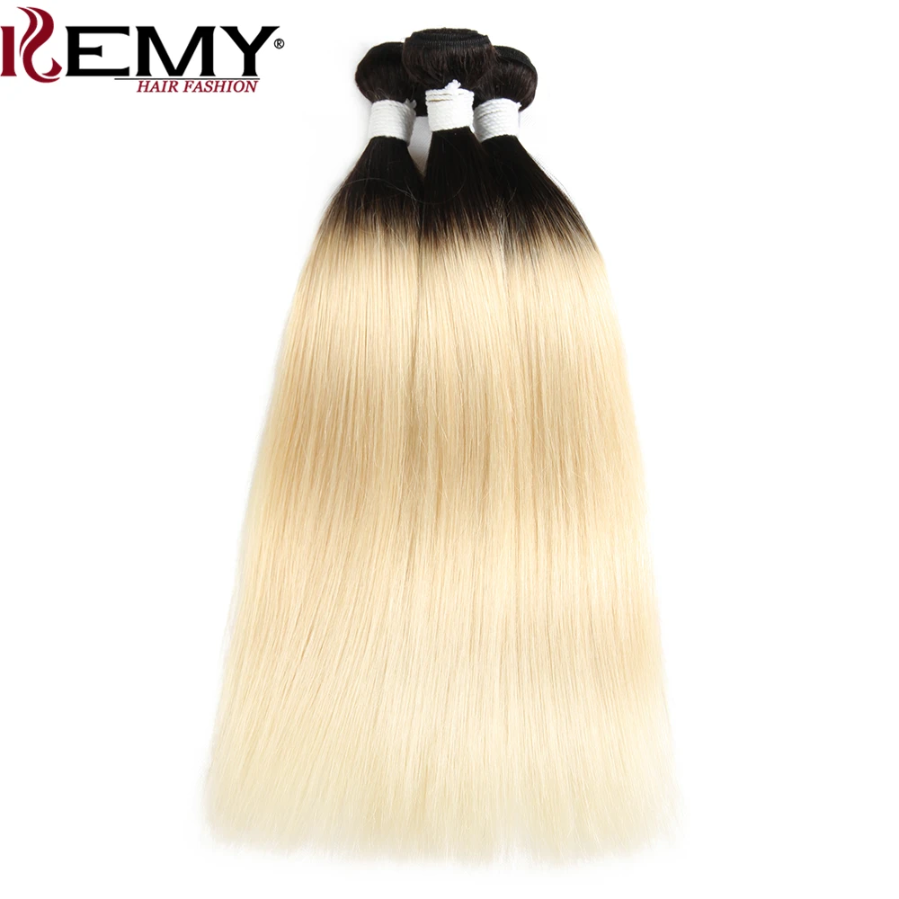 Pacotes de cabelo humano em linha reta brasileiro com fechamento ombre loira t1b/613 tecer cabelo humano pacote remy 100% pacotes de cabelo 3 pçs