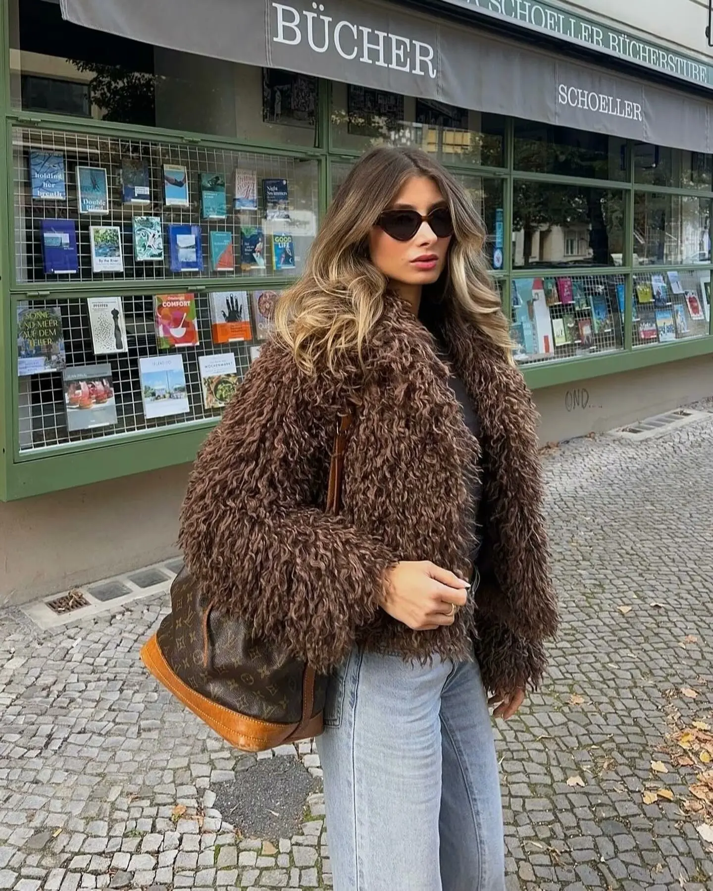 European and American style new fashion temperament versatile faux fur effect jacket