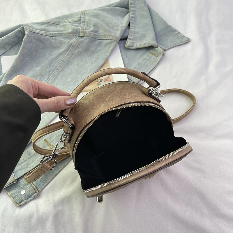 Runde Handtasche Retro Shoudler Taschen für Frauen 2024 Mini kleine Umhängetasche klassische Pu Griff Geldbörse Bolasas runde Einkaufstasche – Detail 20