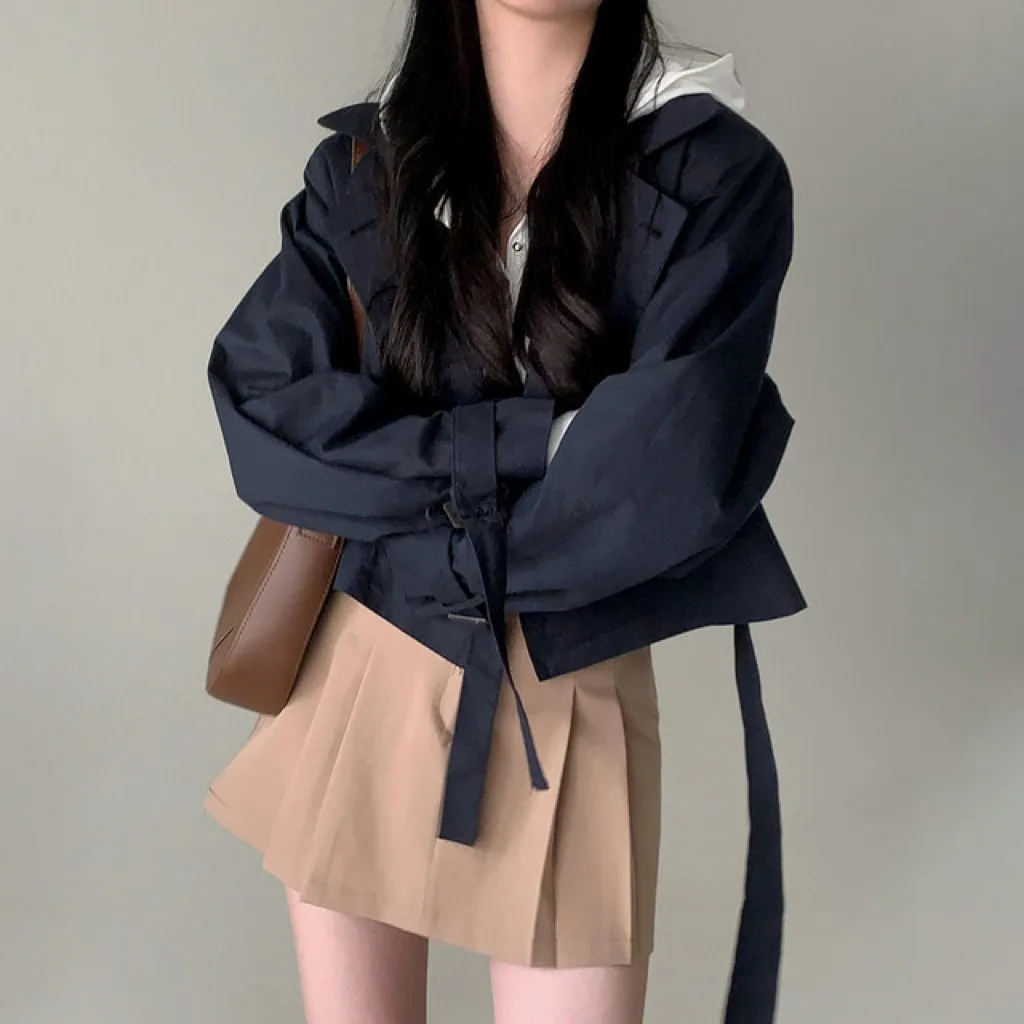 معطف نسائي من Faionable ort Jaet أنيق للخريف والشتاء بياقة وزر واحد وفضفاض معطف طويل Sve #3