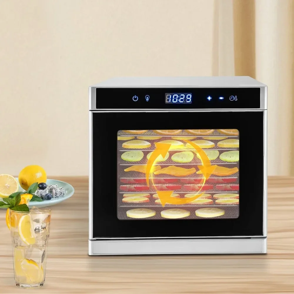 Food Dehydrator Stainless Steel Dehydrator Machine with 24H Adjustable Digital Timer and LED Display Screen Food Dryer Machine