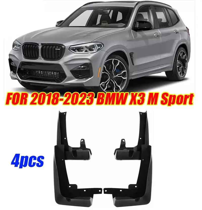 Front & Rear Molded Splash Guards Mud Flaps Fits FOR 2018-2023 BMW X3 M Sport