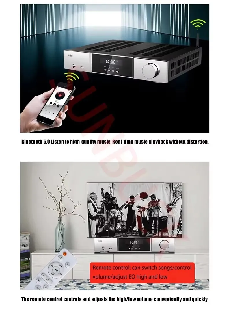 SUNBUCK M8 TPA3251D2 2.1 パワー 500 ワットアンプファイバー同軸 USB Bluetooth アンプリモコンクラス D HiFi ステレオオーディオアンプ