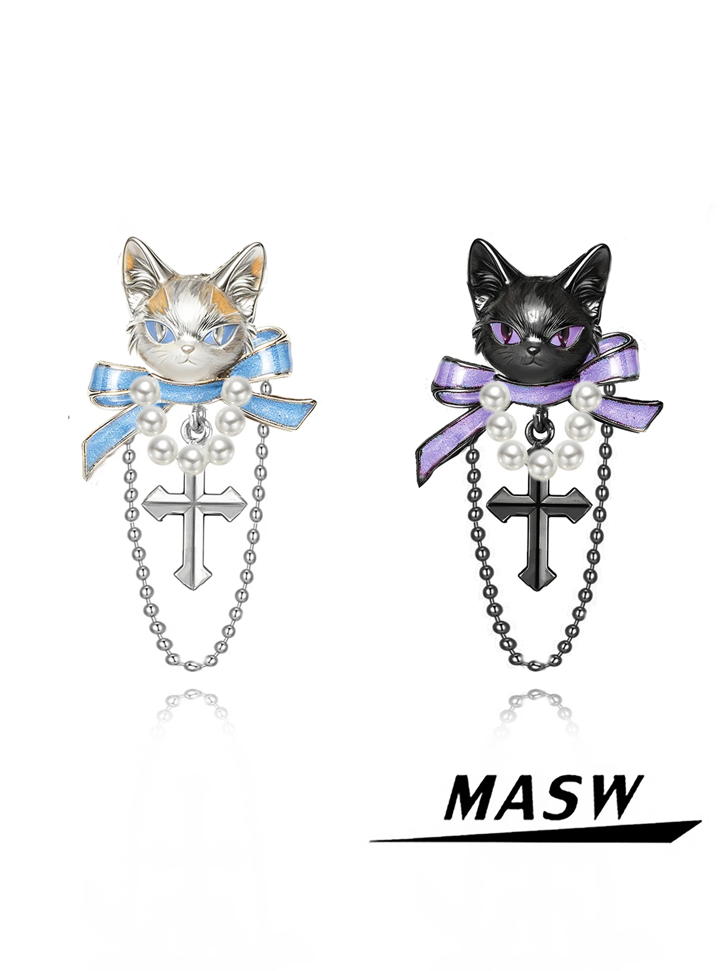 オリジナルヴィンテージクロス猫耳イヤリングダークパンクスタイル合金素材女性用ファッションジュエリーmasw新作外出用ノンスタークローン