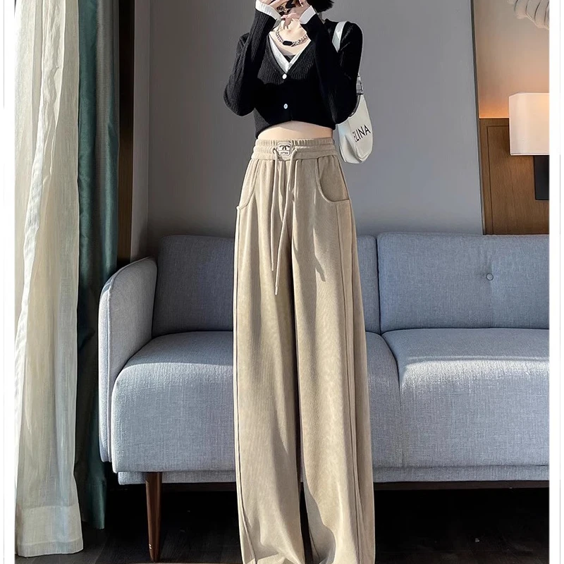 

Corduroy Casual Pants 2024 New Slim Straight Wide Leg Pants for Women High Waist Wide Leg Pants Women's Trousers