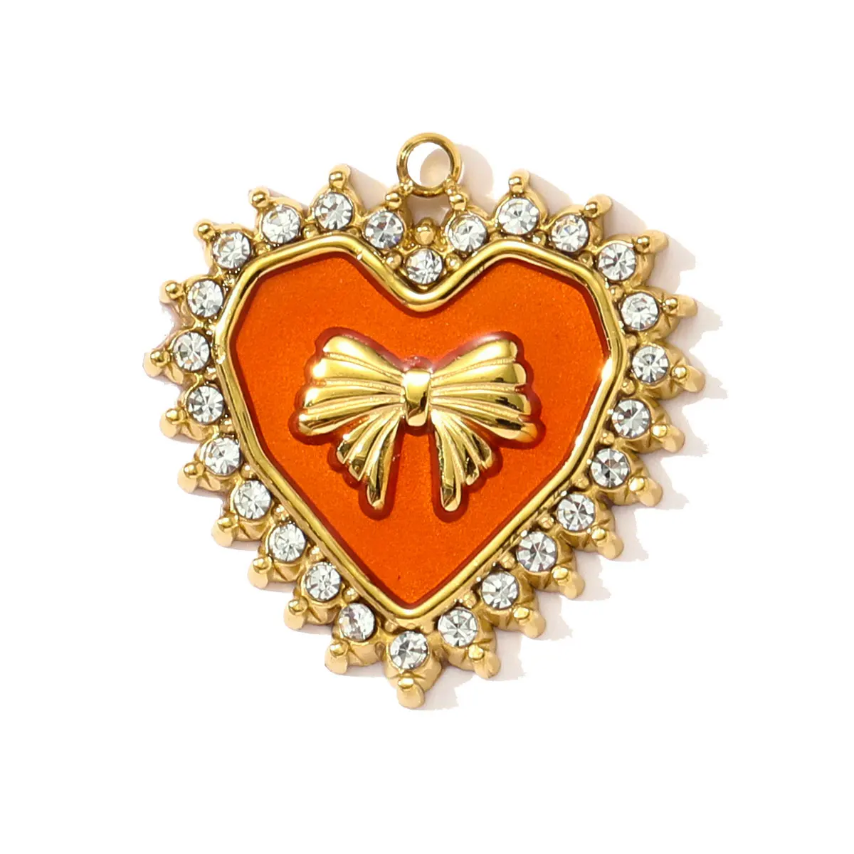 3Pcs/Lot Stainless Steel Heart Rhinestone Charms Enamel Cup Pendants For DIY Making Earring Necklace Jewelry Accessory Wholesale