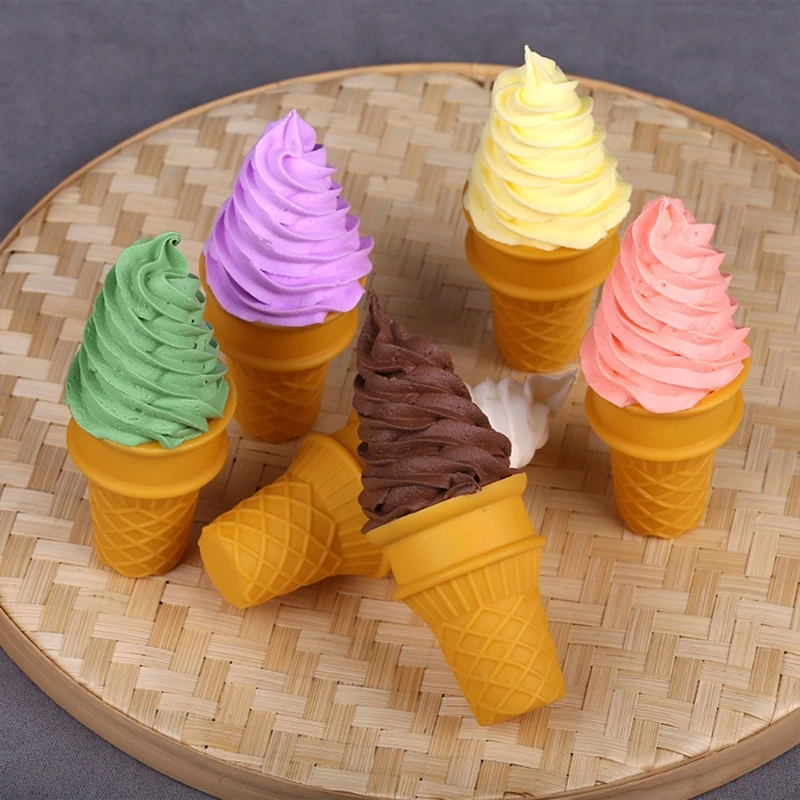 Simulation Ice Cream Model Realistic Artificial Ice Cream Cone Fake Food Dessert Shop Window Display Model Photo Props Kids Toy