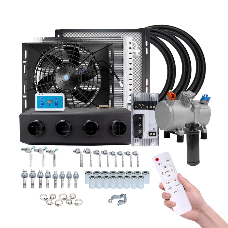 12V 24V Universal 4 Hole Auto Electric Air Conditioning Compressor for Car Van Street Rod Hot Classic AC Conditioner