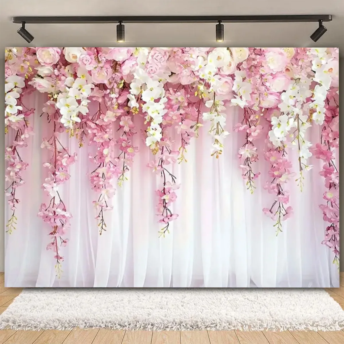 Charm Custom Wedding Backdrop Flowers Pink Floral Birthday Banner Photography Backgrounds Photo Studio Photozone Photocall Decor