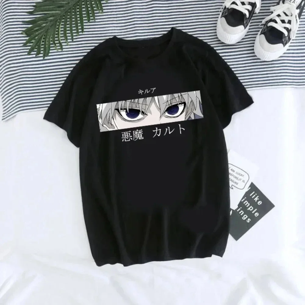 

Футболка с изображением аниме Hunter X Hunter, японская манга Hisoka Killua Zoldyck Kawaii, забавная футболка в стиле Харадзюку, модная футболка Kurapika Devil
