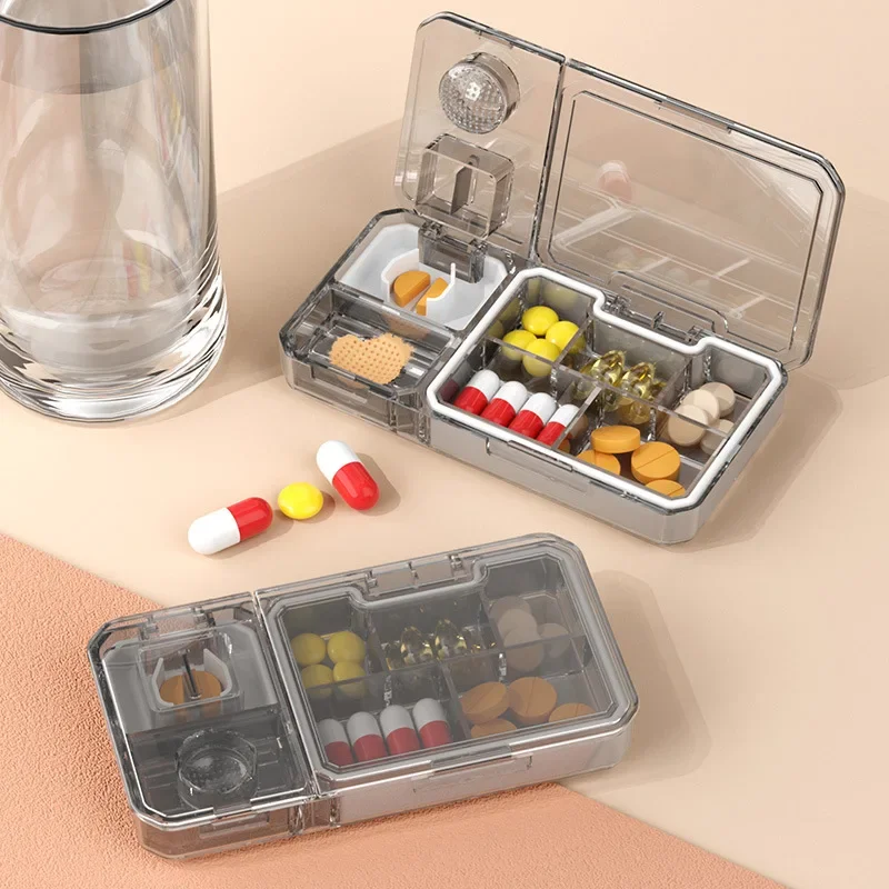 3-in-1 multifunctional Pill Box Organizer Pill Cutter With Invisible Storage Box Portable Medicine Organizer Crusher