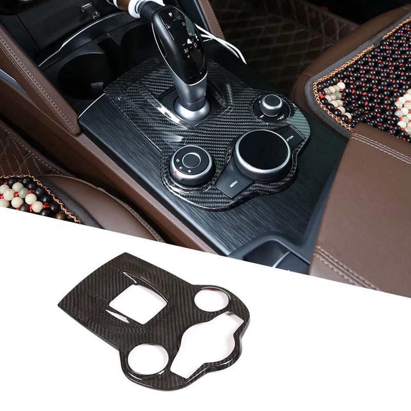 1 Piece Central Control Gear Panel Cover Trim Decorate Car Accessories Dry Carbon Fiber For Alfa Romeo Giulia Stelvio 2017-2019