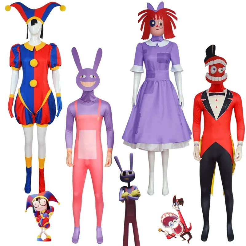 Kids Halloween Costumes Anime Digital Circus Pomni Cosplay Clothing Boys Girls Bodysuit Cartoon Carnival Birthday Gift for Adult