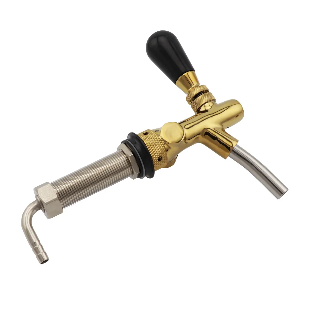 Italian Draft Beer Tap Flow Control Beer Faucet With 100mm Long Shank Golden Plating Keg Tap Kegerator Spout Homebrew Dispenser