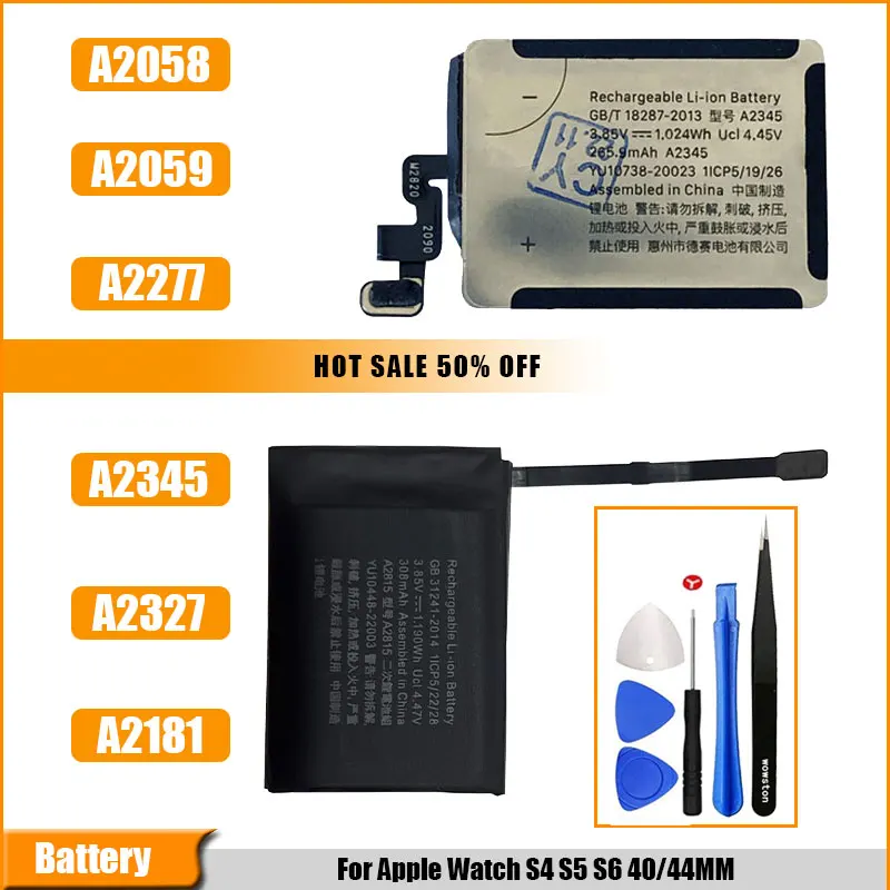 

Совершенно новая сменная батарея iWatch для Apple Watch A2058 A2059 A2277 A2181 A2345 A2327 для IWatch S4 S5 S6 40/44 мм + комплект инструментов
