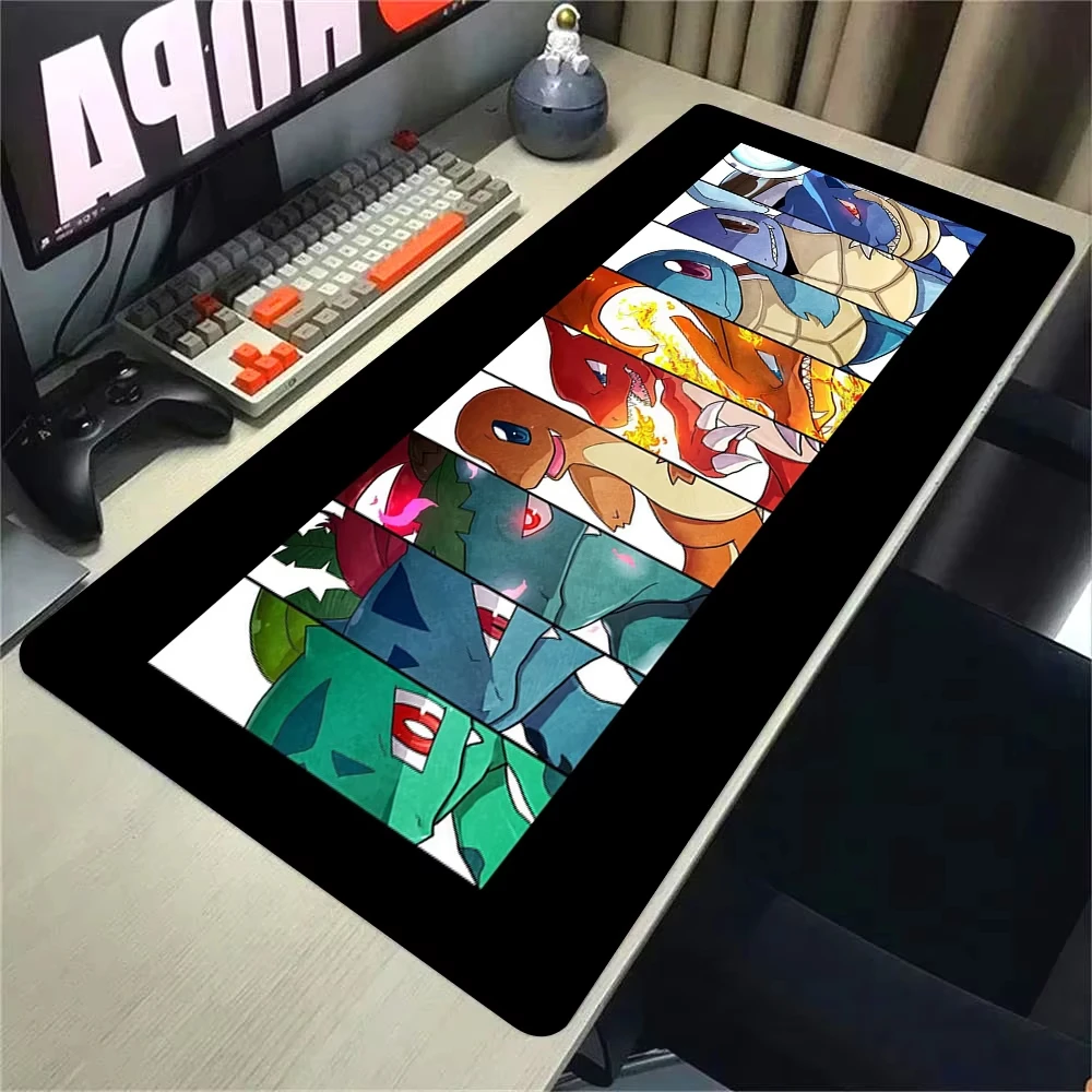 Pokemon TCG Playmat with Zones, Non-Slip Rubber Mat, Large Pad, 3 Kanto Starter Pokemon Comic Style Art for Trading Card Game