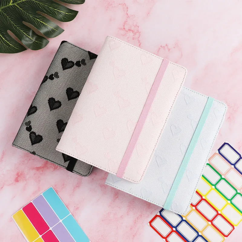 A6 Love Binding Macaron Leather Loose-Leaf Bookkeeping Notebook Wholesale Creative Cash Budget Ledger  Notebooks