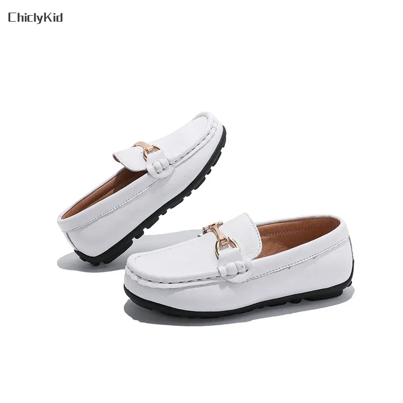 Chłopcy Hollow Out Leather Shoes Kids Soft Party Wedding Dance Shoe Dress Toddler Fashion Children Black White Summer Shoes Flat