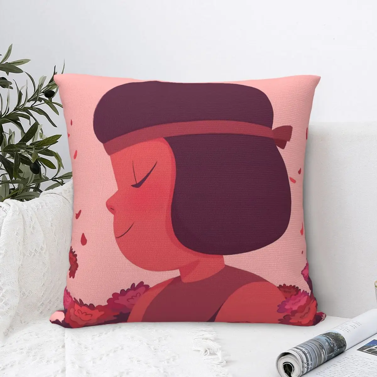 Steven Universe Pastel Ruby Portrait Throw Pillow Case Backpack Cushions Covers DIY Printed Reusable For Chair Decor